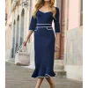 Sosandar Sweetheart Neck Pointe Peplum Midi Dress