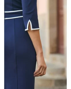 Sosandar Sweetheart Neck Pointe Peplum Midi Dress