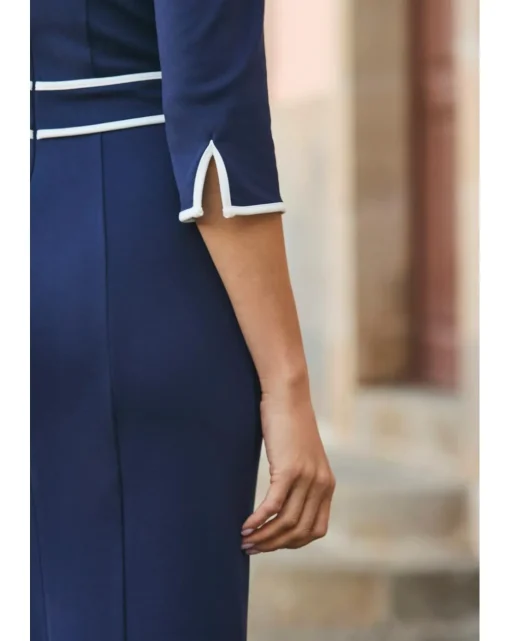 Sosandar Sweetheart Neck Pointe Peplum Midi Dress