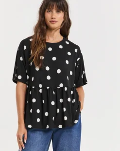 Spot Print Peplum T-Shirt