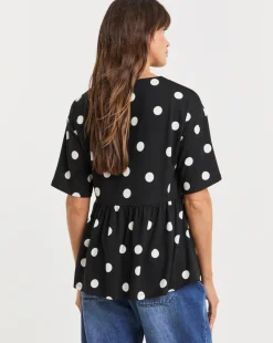 Spot Print Peplum T-Shirt