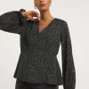 Spot Print V Neck Tea Top