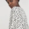 Spot V Neck Plisse Longline Top