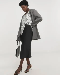 Spot V Neck Plisse Longline Top