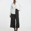Spun Viscose Cropped Wide Leg Culotte