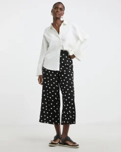 Spun Viscose Cropped Wide Leg Culotte