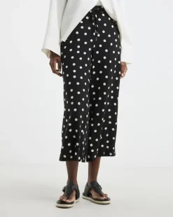 Spun Viscose Cropped Wide Leg Culotte