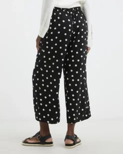 Spun Viscose Cropped Wide Leg Culotte