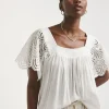Square Neck Crochet Sleeve Top