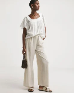 Square Neck Crochet Sleeve Top