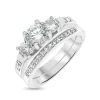 Sterling Silver Cubic Zirconia Two Piece Bridal Ring Set