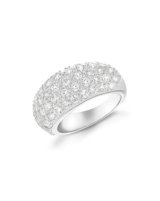 Sterling Silver CZ Pave Dome Ring