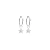 Sterling Silver Hoop Star Drop Earrings