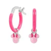 Sterling Silver Minnie Mouse Pink Enamel Huggie Earrings