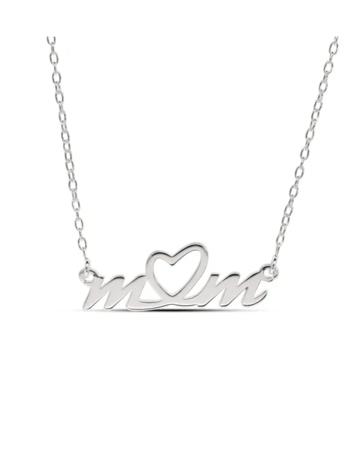 Sterling Silver Mum Necklet with central Heart