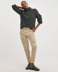Stone Cotton Tapered Cargo Trouser