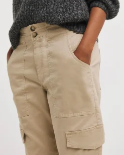 Stone Cotton Tapered Cargo Trouser