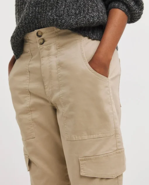 Stone Cotton Tapered Cargo Trouser