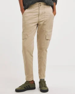 Stone Cotton Tapered Cargo Trouser