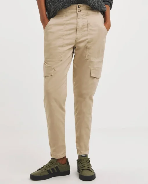 Stone Cotton Tapered Cargo Trouser