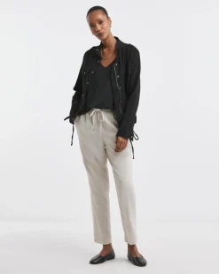 Stone Linen Mix Tapered Trouser