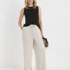 Stone Linen Mix Wide Leg Trouser