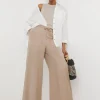 Stone Textured Pull On Wide Leg Trouser
