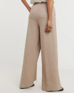 Stone Textured Pull On Wide Leg Trouser
