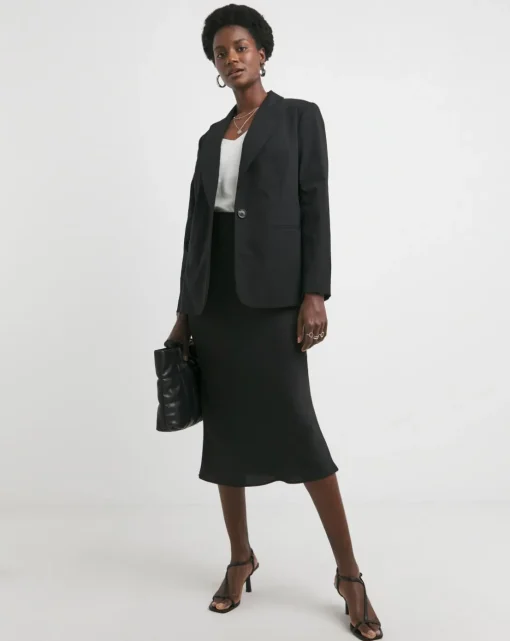 Stretch Poplin Single Breasted Blazer