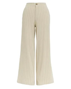Stripe Linen Mix Wide Leg Trousers