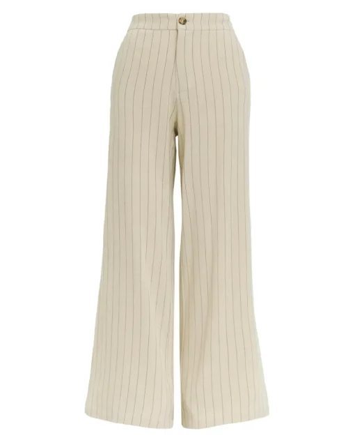 Stripe Linen Mix Wide Leg Trousers