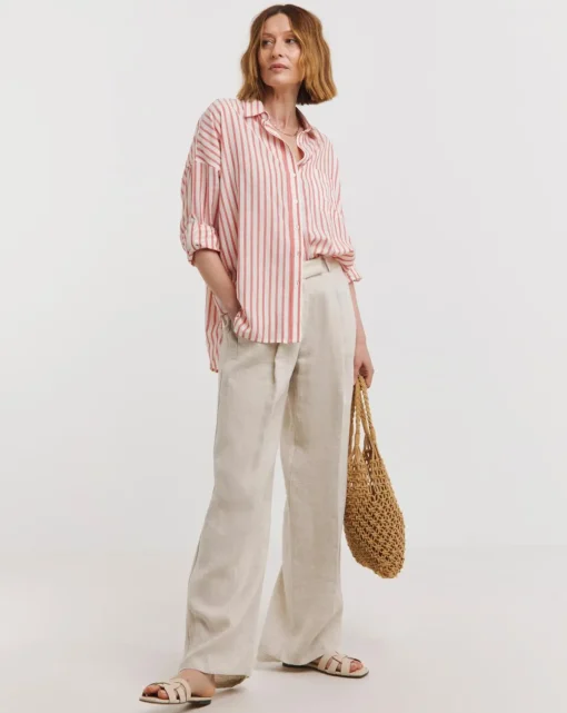 Stripe Oversized Shirt with Tab Detail