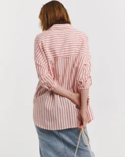 Stripe Oversized Shirt with Tab Detail
