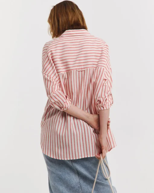 Stripe Oversized Shirt with Tab Detail