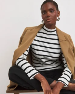 Stripe Turtle Neck Long Sleeve Top