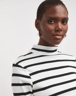 Stripe Turtle Neck Long Sleeve Top