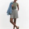 Striped Linen Mix Knee Length Shorts