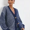 Striped Ribbed V Neck Cardigan