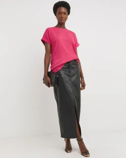 Textured Curved Hem Longline Top