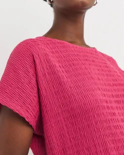 Textured Curved Hem Longline Top