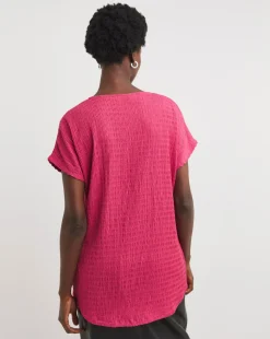 Textured Curved Hem Longline Top