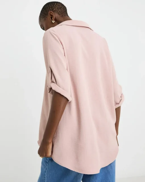 Textured Fabric Collar Utility Popover Top
