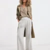 Textured Pleated Wide Leg Trousers