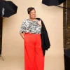Textured Pleated Wide Leg Trousers