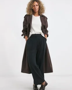 Textured Pleated Wide Leg Trousers