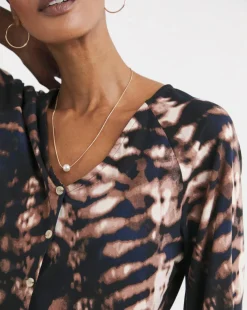 Tie Dye Print Button Front Longline Top