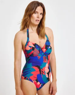 Tropical Padded Underwired Plunge Swimsuit