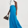 Turquoise Crinkle Wide Leg Wrap Trousers