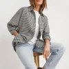 Twill Houndstooth Long Sleeve Shacket