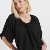 V Neck Bubble Hem Top